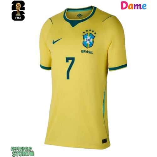 Brasilien Vinicius Junior #7 Replika Hjemmebanetrøje Dame VM 2026 Kortærmet
